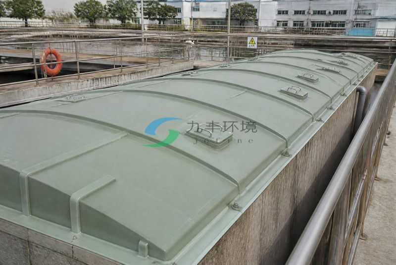 污水池玻璃钢盖板安装现场