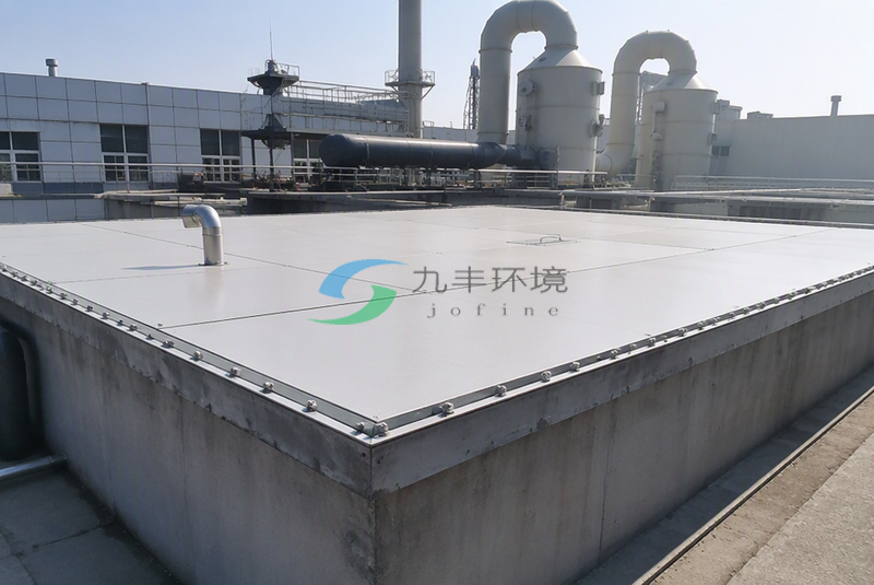 污水池玻璃钢盖板安装现场